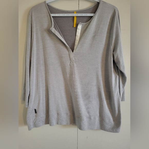 Gray Long Sleeve Henley Shirt - Picture 1 of 4